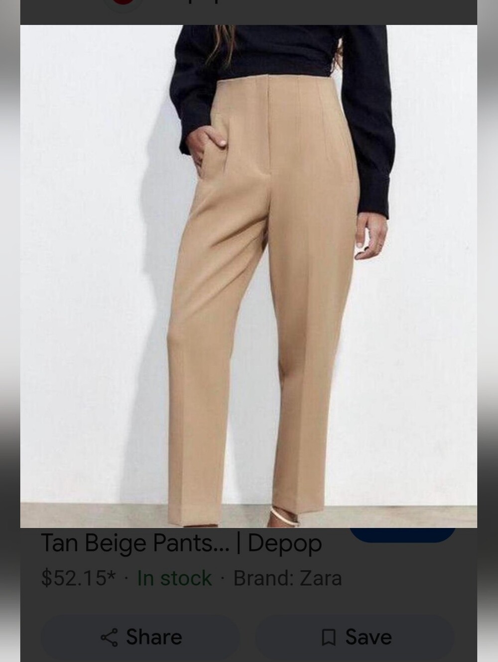 Zara Beige High-Rise Tailored Trousers Pants Cream Size XS